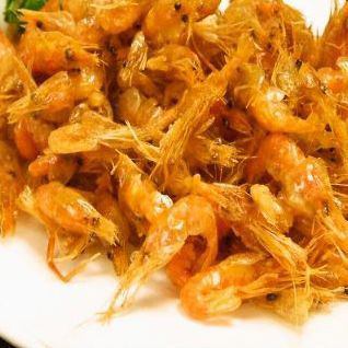 Deep-fried river prawn / Deep-fried yam with Japanese pepper