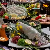 【7月～8月】「博多內臟鍋松」套餐（活魷魚刺身等）、120分鐘無限暢飲、10,300日圓→8,800日圓（含稅）