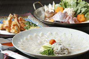 [November-December-February] "Kanade" course with tiger pufferfish sashimi, chirinabe, etc., and 120 minutes of all-you-can-drink, 15,000 yen → 13,500 yen