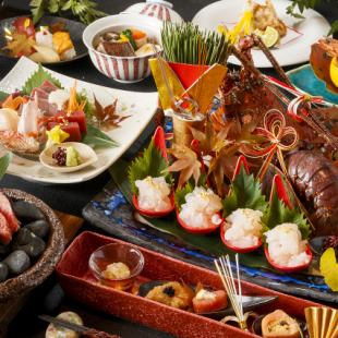 3～4月限定☆伊勢海老活き造り、黒毛和牛陶板焼き、にぎり寿司　等「華」コース 飲み放題120分付