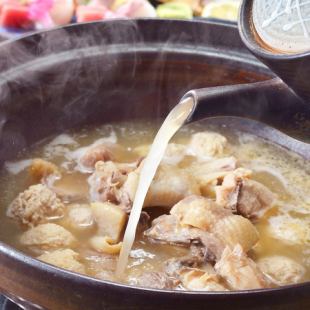 5～6月限定　刺身4種盛り、博多がめ煮等「博多水炊鍋　梅」コース飲放120分付　7300円→7000円