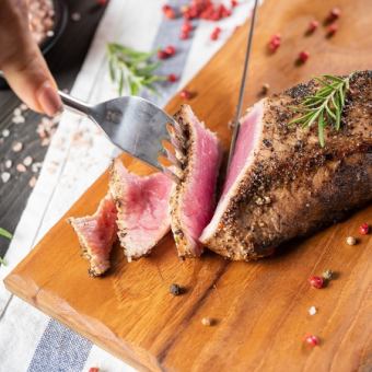（6）【3時間プレミアム飲み放題付】豪快目の前カット！塊肉食べ放題コース【7000円→6000円】