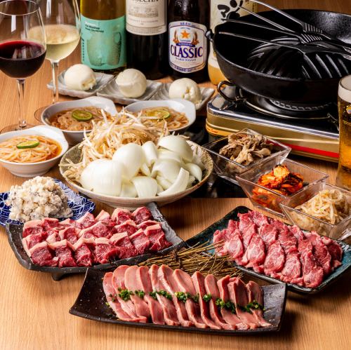 羊頓堀名物のラムタンと赤身食べ比べコース（飲み放題付き）