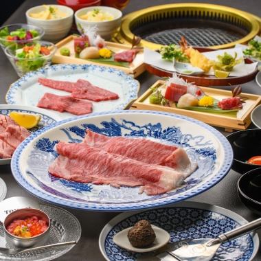 [Miyabi] 11 dishes including sashimi, grilled Yamagata beef and truffle, black tongue, seasonal tempura, etc. 14,800 yen