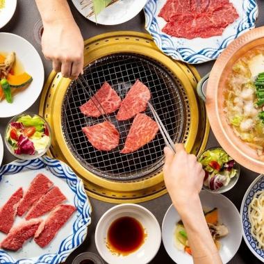 【12月３日まで期間限定】山形牛焼肉＆黒毛和牛のモツ鍋コース　飲み放題付き　（２時間）