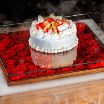 【ランチ】薔薇の演出ケーキ付“記念日ランチコース”（全7品+乾杯シャンパン）
