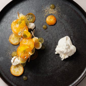 ディナー【プティアッシュ】メインは黒毛和牛もも肉,前菜3品とダブルメイン+デザート (全6品)