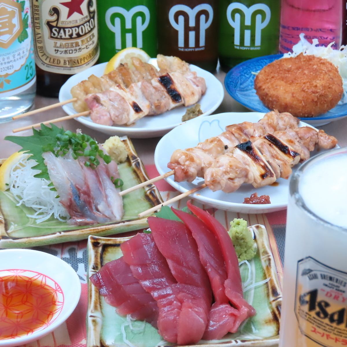 This cozy izakaya is located right after getting off at Kawama Station!