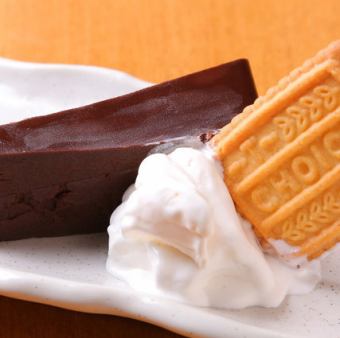 Chocolate cake and whipped cream