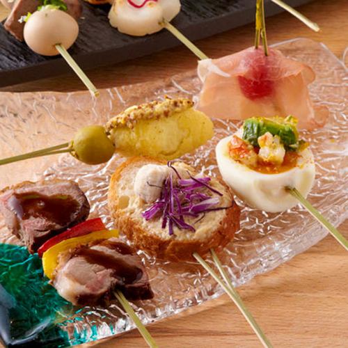 [Kushi Ikkaishi!!] Assortment of 5 types of cold hors d'oeuvre skewers