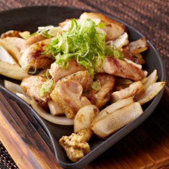 Tajima chicken on an iron plate