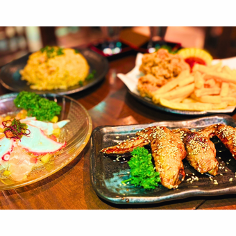 【本店特色】以市场直送的鸡翅和鲜鱼为主的超值（吉）轻饮套餐，90分钟无限畅饮，5道菜品