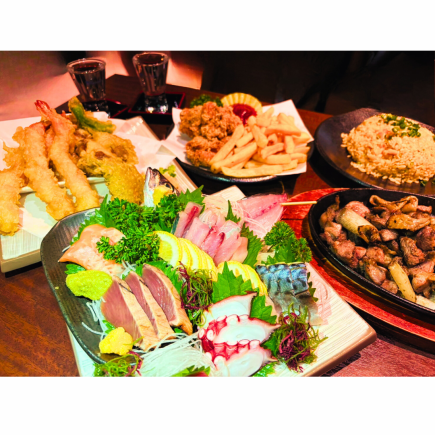 【人气】“丰盛套餐”,包含本地鸡、新鲜鱼肉以及招牌南蛮鸡,另加180分钟无限畅饮及其他7道菜品