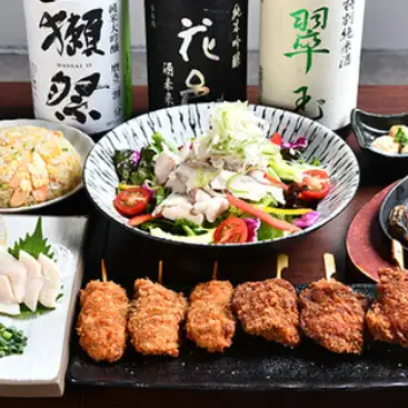 Year-end and New Year's parties! [Meat Festival in progress] 'Meat Feast Course' featuring horse sashimi, beef skirt steak, and kushikatsu (deep-fried skewers) with 180 minutes of all-you-can-drink.