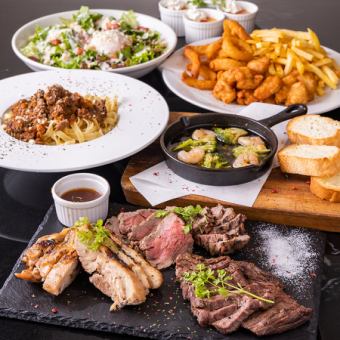 [For meat lovers/4 or more people] Triple meat course of beef, pork, and chicken with 10 dishes in total and 2 hours of all-you-can-drink included! 6,000 yen → 5,000 yen