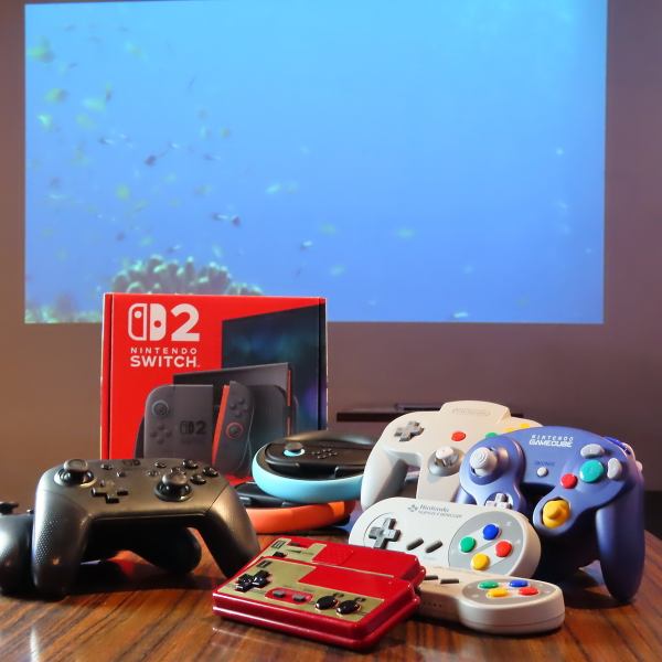 新作～レトロまで、多彩なゲーム類をご用意しております！各種ボードゲームも豊富に取り揃えており、時間を忘れて楽しめます♪モニターを使って大画面でプレイも◎