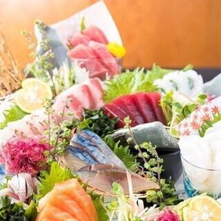 【3時間飲み放題付6000円(税込)】豪華な刺身盛！〆はマグロとネギトロ丼の海鮮堪能全10品コース