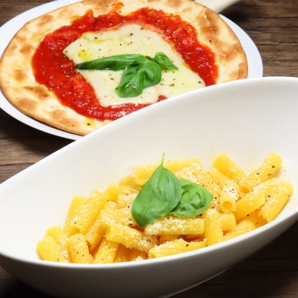 [Very popular with women◎] Margherita pizza and penne carbonara