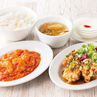 海老チリ(ハーフ)&油淋鶏(ハーフ)セット
