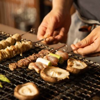 [2 hours of all-you-can-drink included] Omikoshi course★ Full of specialties such as charcoal-grilled Oyama chicken and Fukagawa clam rice