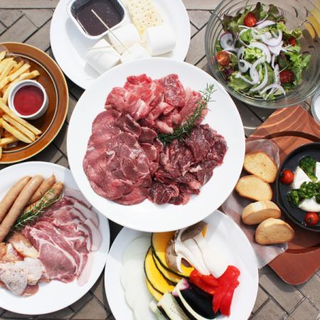 Autumn BBQ Continent Course | Compare Hitachi beef and luxurious domestic meats ★ All-you-can-eat rice ★ All-you-can-drink alcohol for 120 minutes