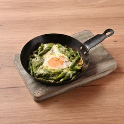Oven baked asparagus and soft-boiled egg