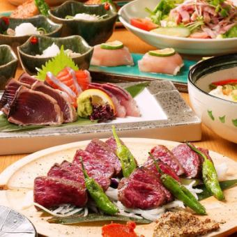 Exciting! Straw-grilled beef tongue x 4 types of sashimi [Homura course] Monday to Thursday 3 hours, weekends 2 hours all-you-can-drink [9 dishes] 5500 ⇒ 5000 yen