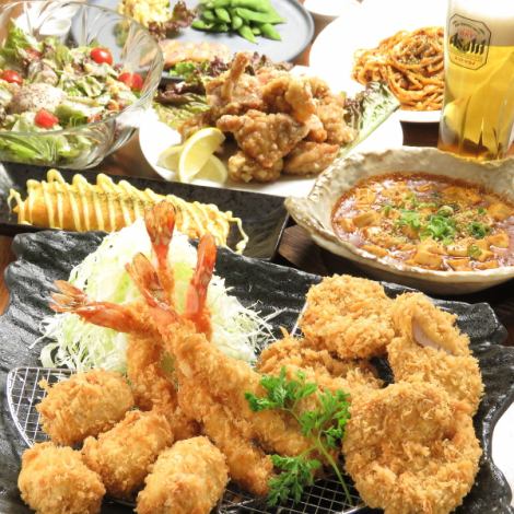 [Includes 2 hours of all-you-can-drink ◎] A total of 6 dishes, including the famous tonkatsu platter, simmering dashi rolls, and fried chicken ★The most popular RPG course
