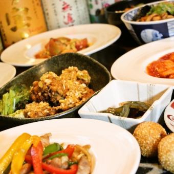 赤いチャーシュー、刺身３点盛り、点心３種等々＜6,000円コース＞2H飲み放題