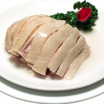 蒸し鶏のネギソースかけ