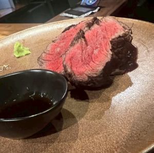 Grilled domestic beef fillet over charcoal