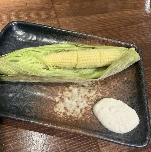 ヤングコーン熾火焼き　自家製チーズマヨネーズ付き