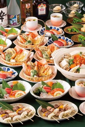 【滿足套餐】無限暢飲♪共8道菜品4500日元