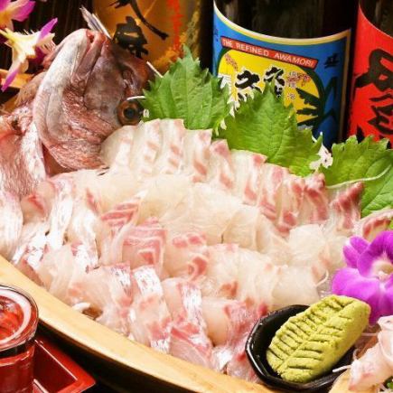 [Happy Sea Bream Course!] 10 dishes including sashimi, beef, oysters, and fried sea bream, plus 3 hours of all-you-can-drink, 5500 yen ⇒ 4500 yen (4950 yen including tax)