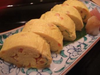 Salmon roe roll, crab dashi roll / eel dashi roll (1800 yen)