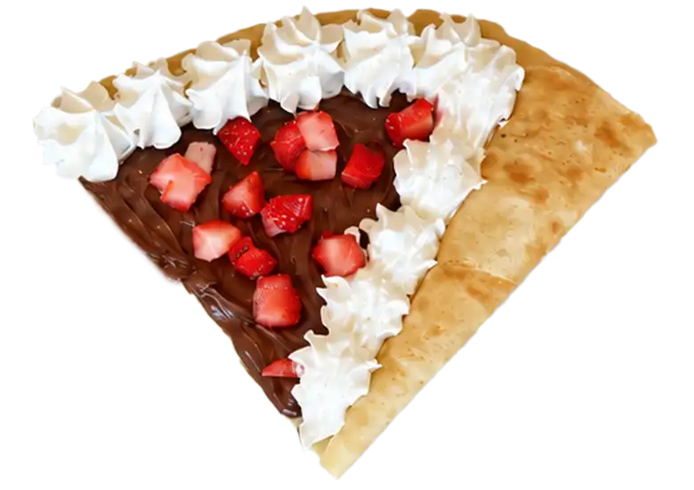 Nutella, strawberry, and cream crepe