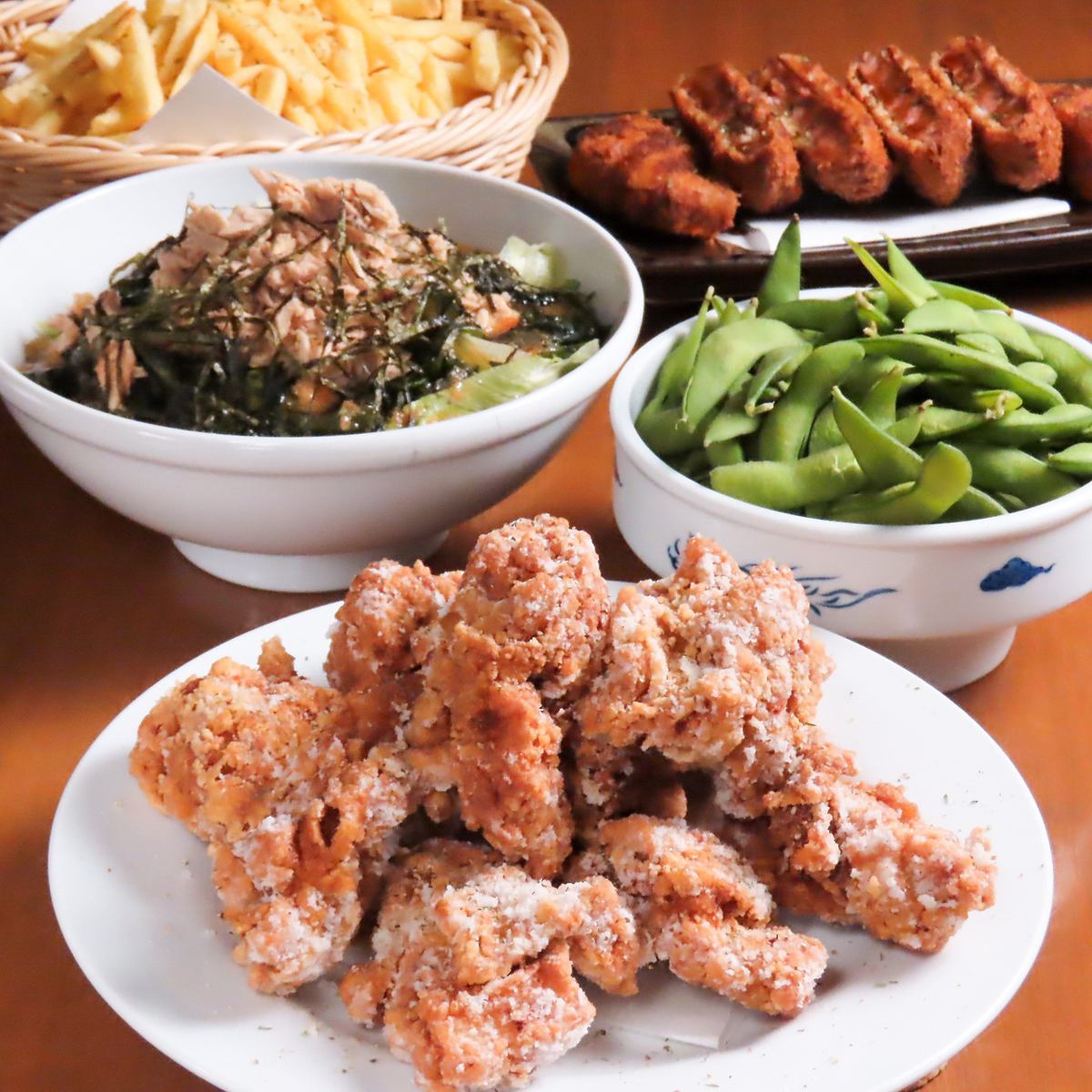 学生限定!枝豆や鶏の唐揚げが食べ放題のコースが2,500円~!