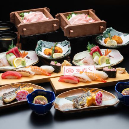 【宴会コース5000円(税込)】岩船豚せいろ蒸し・握り5貫など料理全7品&2H飲み放題付