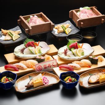 【仅烹饪课程】6道菜，包括竹蒸笼蒸岩船猪肉和5个握寿司，3700日元（含税）