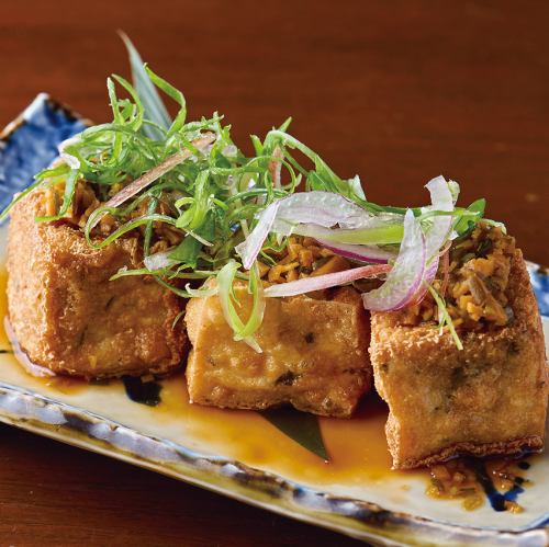 Homemade deep-fried tofu with ginger and green onions