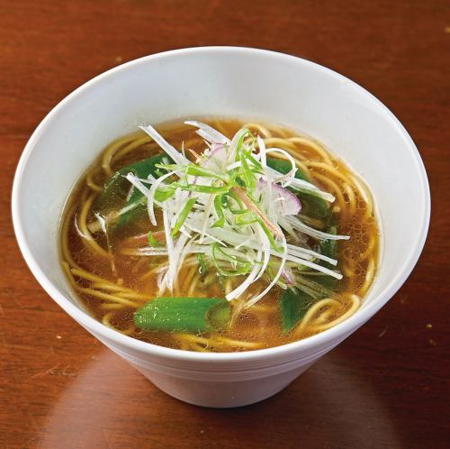 A refreshing soy sauce flavor ramen with green onions to finish the meal.