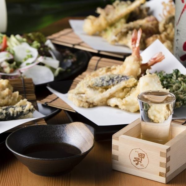 当店一番人気！穴子のお刺身と天ぷらコース　3850円(税込)※飲み放題付けられます。