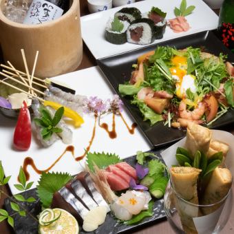 【歓送迎会に！】旬の鮮魚や揚げ物など全6～7品2時間飲み放題付　宴会コース　6000円(税込)
