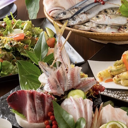 旬の鮮魚や揚げ物など(全6～7品)2時間飲み放題付　豪華宴会コース　8000円(税込)