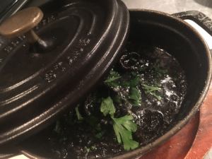 Risotto made with squid ink stubble