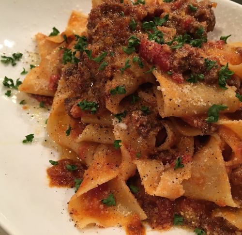 A5 Wagyu beef tendon bolognese with handmade pappardelle