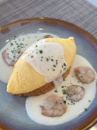 Limited Edition Shrimp Cheese Cream Omelet Rice