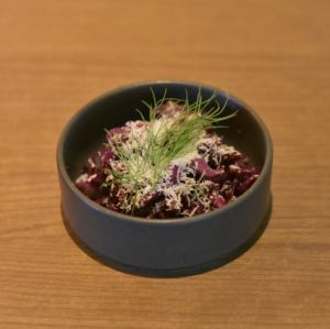 Purple cabbage and cranberry rapée