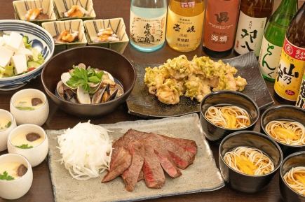【壱岐焼酎1本プレゼント！】飲放付豪華「壱岐牛ステーキ」など壱岐の幸コース全8品7500円(税込)