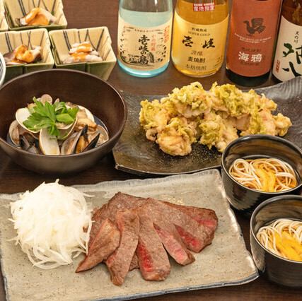 手土産付！飲放付◆壱岐牛ステーキと壱岐の幸コース壱岐焼酎1本付全8品8500円